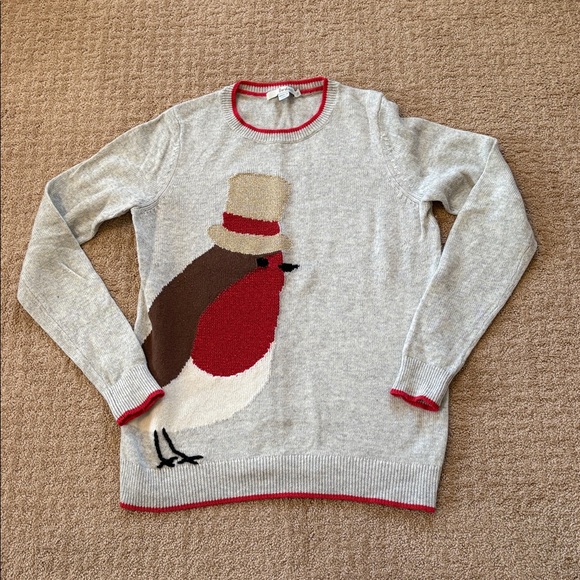 Boden Sweaters - VGUC Boden Gray Sweater with festive Bird Design